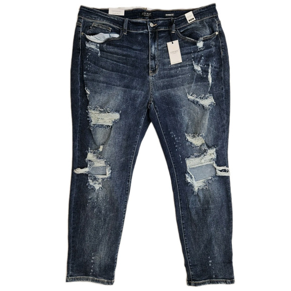 Judy Blue Boyfriend Fit Jeans Women's Size 24w Mid Rise Stretch Distressed - Picture 1 of 9